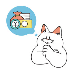 お金について考える猫