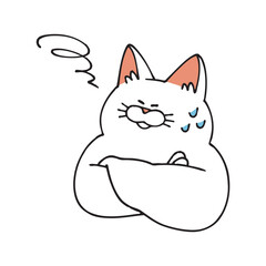 苦しそうに考え事をする猫