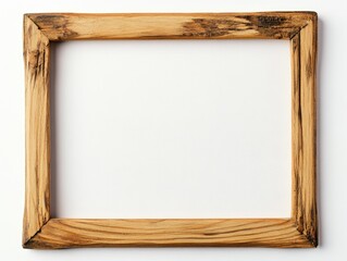 Rustic wooden picture frame on white background