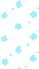 Blue flower pattern on white background, seamless and simple