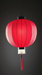 Obraz premium red Chinese lantern with tassel on dark background