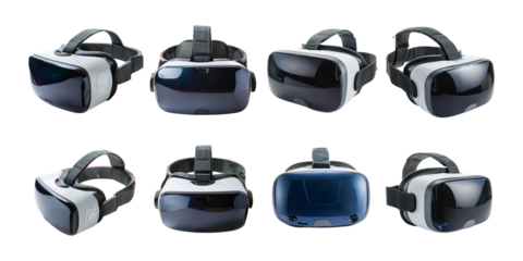 Variety of Modern Virtual Reality Headsets, PNG collection, set bundle, isolate on transparent or white background