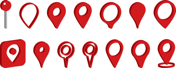 3d location map pointer icon, place pin marker sign - isometric  gps map pointers in flat style, destination symbols. location pin line icon, Navigation.