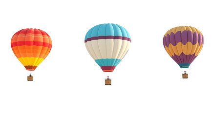 Obraz premium Three Colorful Hot Air Balloons On Black Background
