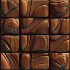 Fototapeta premium Intricate Carved Wooden Blocks Texture