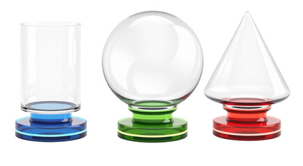 Colorful Glass Shapes On Stands