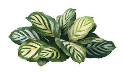 Calathea Ornata plant, lush green leaves, striped pattern, isolated background, home decor