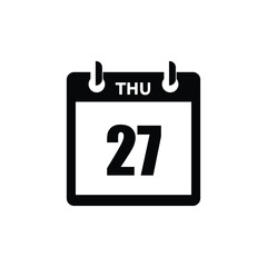 calender icon, 27 thursday icon with white background
