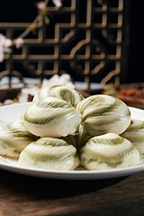 Steamed colorful bean stuffing buns, bean curd