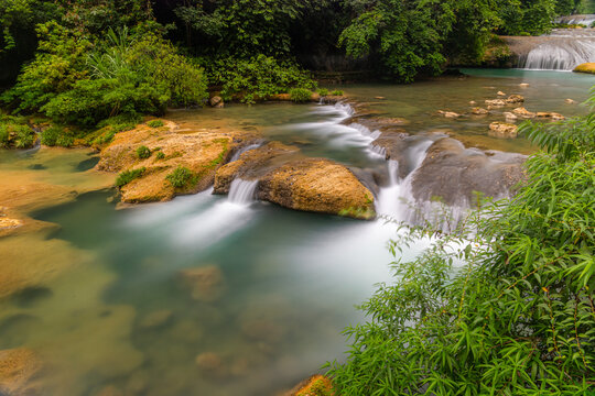Water flow shot on the long exposure in Libo County, Guizhou Province-Xiaoqikong Scenic Area