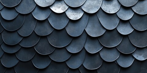 Obraz premium Abstract Dark Blue Scale Pattern: A Textured Metal Design