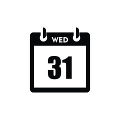 calender icon, 31 wednesday icon with white background