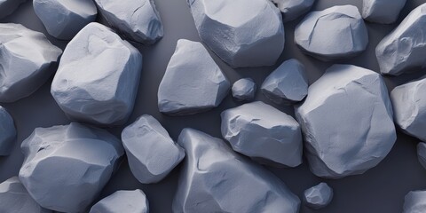 Fototapeta premium Grey Stones Texture: A Collection of Smooth, Grey Rocks Arranged on a Dark Background