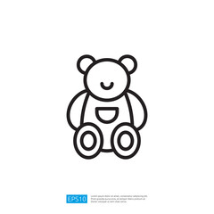 Cute Stuffed Animal Illustration In Simple Line Art Style With Whimsical Expression