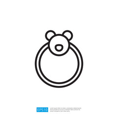 Minimalist Baby Care Icon Featuring a Teddy Bear Design in Simple Outline Style-Illustration Showing A Cute Design for Baby Products-Symbol of Safety and Comfort-Whimsical