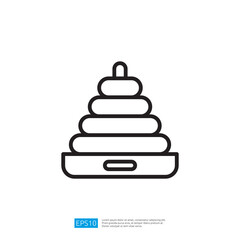 Simple Baby Stacking Ring Design Outline for Toy Concept Illustration. Minimalist Outline Illustration for Baby Toy Learning and Development. Simple Concept Design for Baby