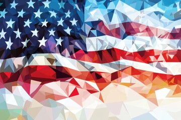 Naklejka premium Abstract polygonal representation of the american flag and its colors