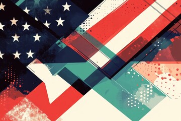 Naklejka premium Abstract rendering of the American flag with geometric shapes