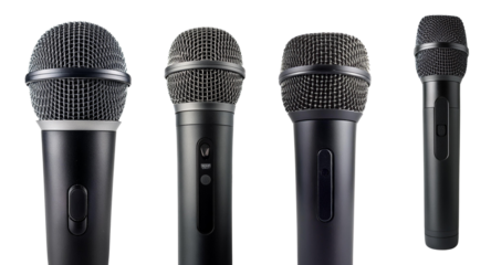 A collection of different microphones for recording and performance purposes.