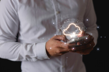 Data Digital transformation Hand touching the Universe, A Conceptual Shift in Digital...