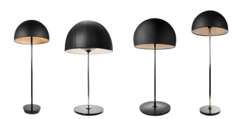 Stylish black lamps lined up, showcasing modern design and elegant aesthetics.