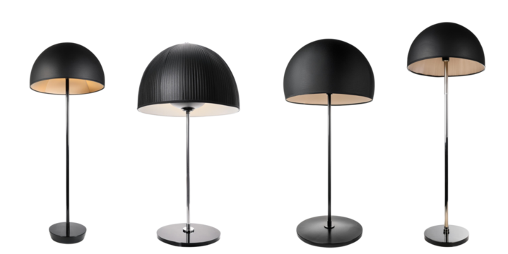 Stylish black lamps lined up, showcasing modern design and elegant aesthetics.