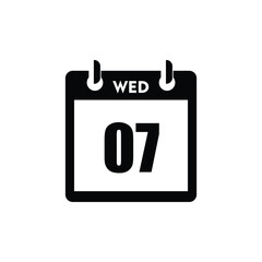 calender icon, 07 wednesday icon with white background