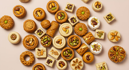 Assorted delicious middle eastern sweets and pastries variety of nuts and spices gourmet delights traditional confectionery on transparent background
