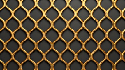 Naklejka premium Gold Mesh Pattern On Dark Background
