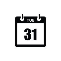 calender icon, 31 tuesday icon with white background