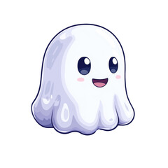 Cute ghost emoji with happy expression and simple design