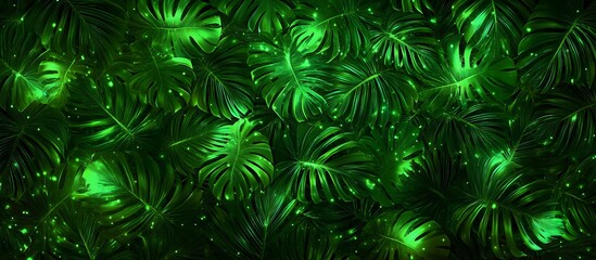 Glowing Tropical Leaves Background