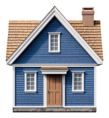 Naklejka premium Blue Brick House with Wooden Roof