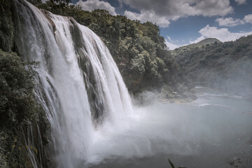 Magnificent view of the grand Huangguoshu waterfall on Baishui River