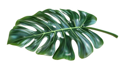 Lush green monstera leaf, isolated, tropical plant, botanical illustration, website design