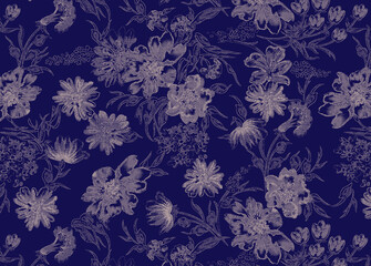 Hand Drawn Flowers and Leaves Line Pattern Watercolor Trendy Plan Trendy Color Cards Print On The Floor Home Textile Fabric Wallpaper Wrapping Cards Carpet Rug Background Fabric Linen Look Textures