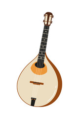 Obraz premium Mandolin with curved body and six strings displayed against a white background