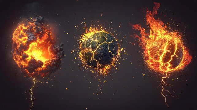 Exploding Planets In Space Digital Illustration