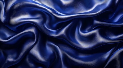Fototapeta premium Luxurious blue silk fabric drapes, elegant texture background, design element