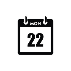 calender icon, 22 monday icon with white background