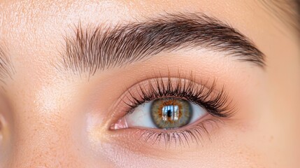Naklejka premium Eyebrow fashion arched expression concept. Alluringly Arched Brows with Soft Feathered Curves Accentuating a Striking Feminine Face