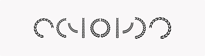 vector laurel leaves, Black circular laurel olive branches, wreaths and branches with leaves. Hand drawing laurel wreaths and branches collection. Laurels wreaths.