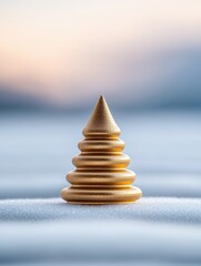 Obraz premium A golden meditation object reflects calmness, symbolizing harmony and balance in a serene environment.