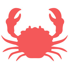 Red crab silhouette perfect for seafood menus, beachthemed designs, oceanrelated projects, summer promotions, party invitations, and nature illustrations.