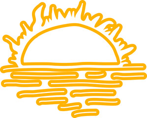 Sun symbols hand drawn, sunshine, sunset, sunlight