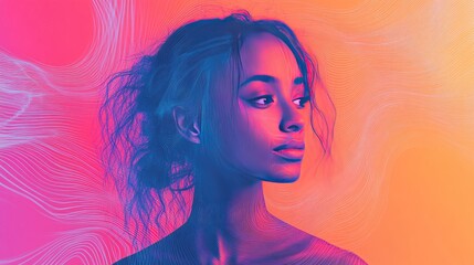 Abstract Portrait of a Woman with Flowing Lines