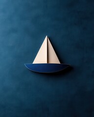 Fototapeta premium A minimalist sailboat design on a textured blue background, perfect for nautical-themed projects.