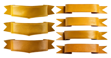 Colorful Leather Ribbons in Various Shapes and Shades for Design, isolated on transparent background
