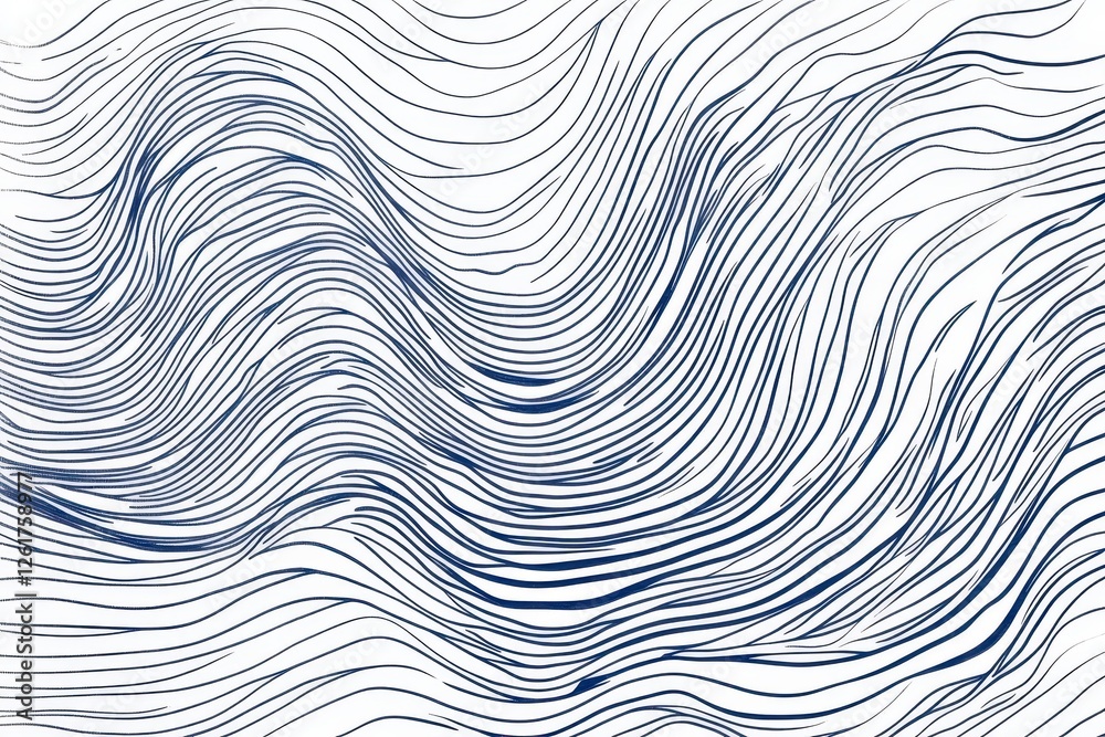 Wall mural abstract representation showcases dense flowing lines in a wavelike pattern