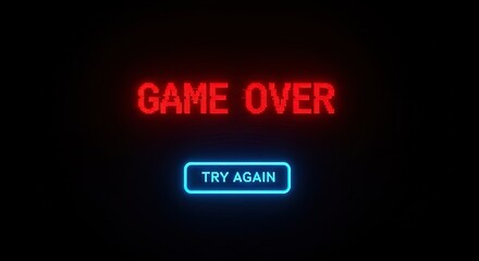 Game Over Try Again Wallpaper - Neon Retro Gaming Screen
